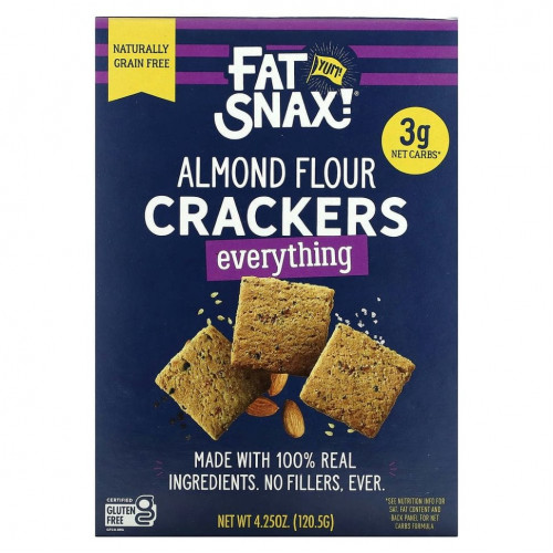 Fat Snax, Крекеры из миндальной муки, все, что угодно, 120,5 г (4,25 унции)