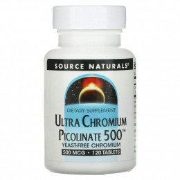 Source Naturals, ультра пиколинат хрома 500, 500 мкг, 120 таблеток