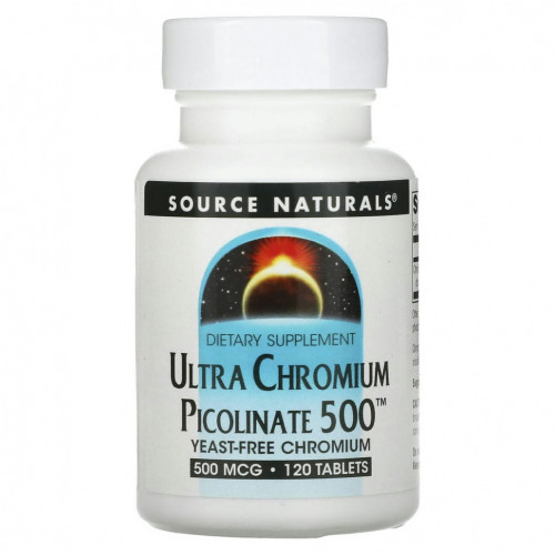 Source Naturals, ультра пиколинат хрома 500, 500 мкг, 120 таблеток