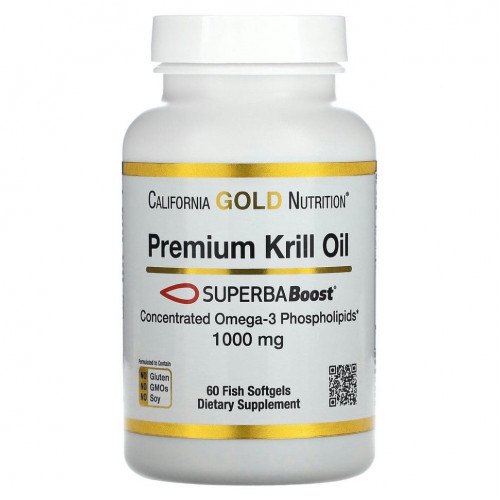 California Gold Nutrition, SUPERBABoost®, масло криля премиального качества, 1000 мг, 60 капсул