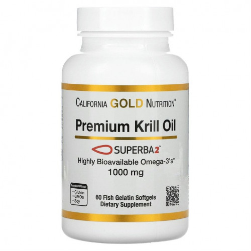 California Gold Nutrition, SUPERBA2™, масло криля премиального качества, 1000 мг, 60 мягких таблеток