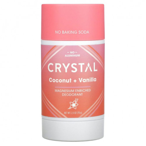 Crystal Body Deodorant, Обогащенный магнием дезодорант, кокос и ваниль, 70 г (2,5 унции)