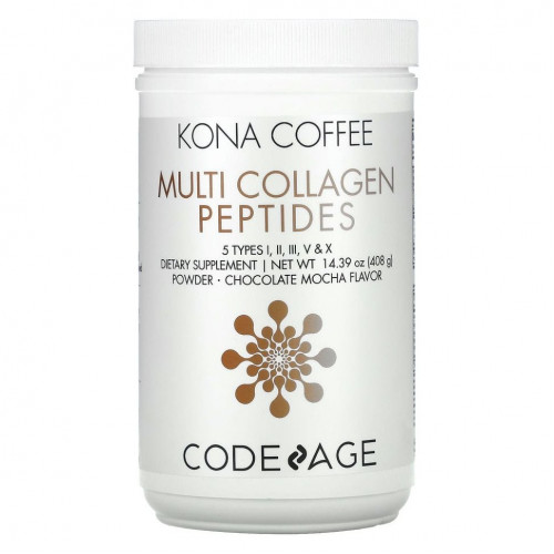 Codeage, Kona Coffee, Multi Collagen Peptides, Chocolate Mocha Flavor, 14.39 oz (408 g)