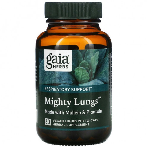 Gaia Herbs, Mighty Lungs, 60 веганских жидких фито-капсул