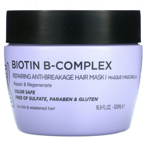 Luseta Beauty, Biotin B-Complex, восстанавливающая маска для волос, предотвращающая ломкость, 500 мл (16,9 жидк. Унции)