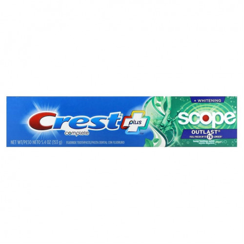 Crest, Complete, Scope, Outlast Plus Whitening, зубная паста с фторидом, мята, 153 г (5,4 унции)