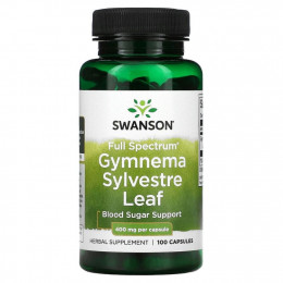 Swanson, Gymnema Sylvestre Leaf, полный спектр действия, 400 мг, 100 капсул