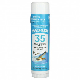 Badger Company, стик для лица, натуральное минеральное солнцезащитное средство, SPF 35, без запаха, 18,4 г (0,65 унции)