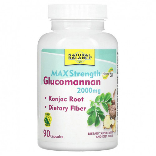 Natural Balance, Glucomannan, глюкоманнан максимальной силы действия, 666 мг, 90 капсул