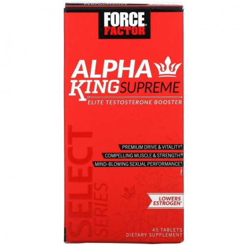 Force Factor, Alpha King Supreme, элитный бустер тестостерона, 45 таблеток