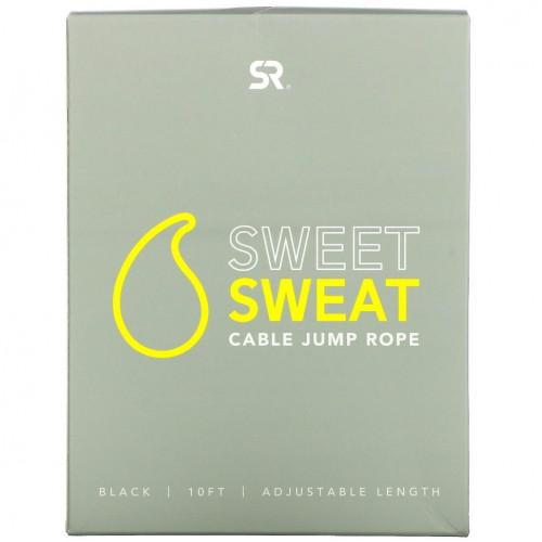 Sports Research, Тросовая скакалка Sweet Sweat, черная, 10 футов, 1 скакалка