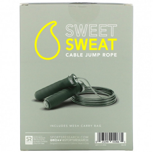 Sports Research, Тросовая скакалка Sweet Sweat, черная, 10 футов, 1 скакалка