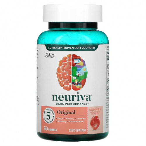 Schiff, Neuriva Brain Performance, оригинальный, со вкусом клубники, 50 жевательных таблеток