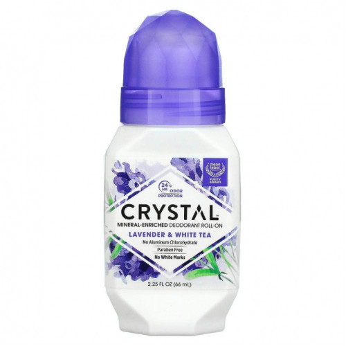 Crystal Body Deodorant, Натуральный шариковый дезодорант с лавандой и белым чаем, 2,25 жидкой унции (66 мл)