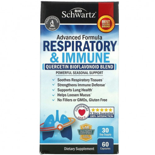 BioSchwartz, Respiratory & Immune, смесь биофлавоноидов кверцетина, 60 капсул