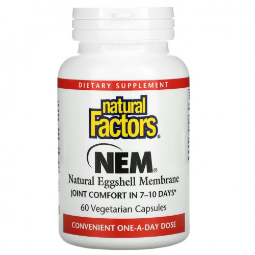 Natural Factors, NEM, натуральная оболочка из яичной скорлупы, 60 вегетарианских капсул