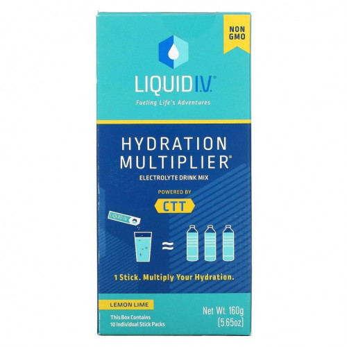 Liquid I.V., Hydration Multiplier, смесь для приготовления электролитов, лимон и лайм, 10 отдельных пакетиков по 16 г (0,56 унции)