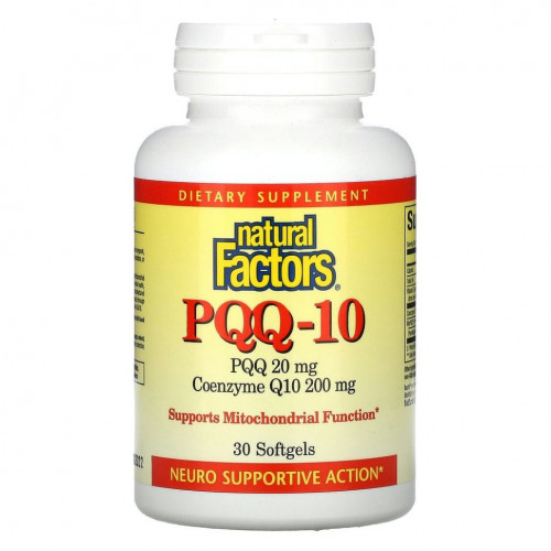 Natural Factors, PQQ-10, PQQ 20 мг, коэнзим Q10 200 мг, 30 капсул