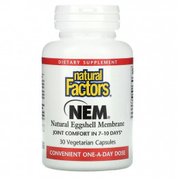 Natural Factors, NEM, натуральная оболочка из яичной скорлупы, 30 вегетарианских капсул