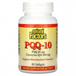 Natural Factors, PQQ-10, пирролохинолинхинон 20 мг, коэнзим Q10 200 мг, 60 капсул