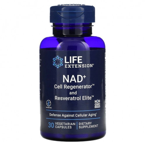 Life Extension, NAD+ Cell Regenerator, с ресвератролом, 30 вегетарианских капсул