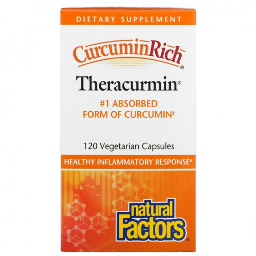 Natural Factors, CurcuminRich, Theracurmin, куркумин, 120 растительных капсул