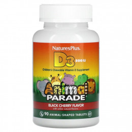 NaturesPlus, Source of Life, Animal Parade, витамин D3, со вкусом натуральной черешни, 500 МЕ, 90 таблеток в форме животных