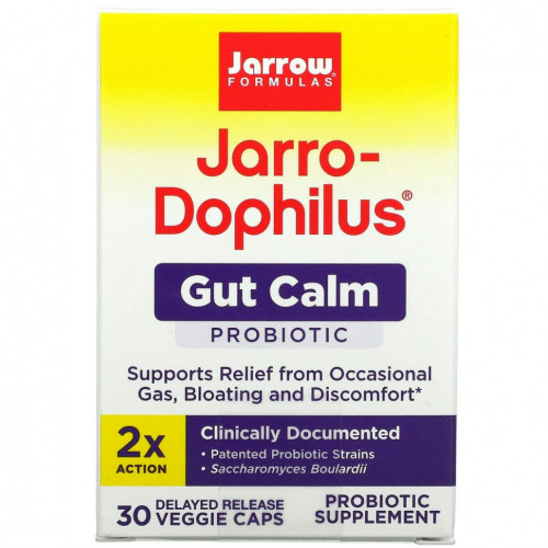 Jarrow Formulas, Jarro-Dophilus Gut Calm, 30 вегетарианских капсул с отсроченным высвобождением