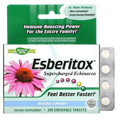 Nature's Way, Esberitox, Supercharged Echinacea, 200 жевательных таблеток