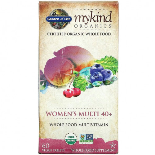 Garden of Life, MyKind Organics, мультивитамины для женщин старше 40 лет, 60 веганских таблеток