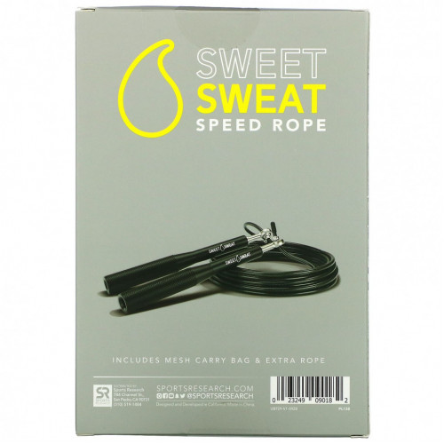 Sports Research, Скакалка Sweet Sweat Speed, черная, 1 скакалка