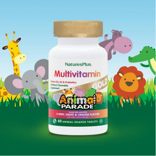 NaturesPlus, Source of Life, Animal Parade Gold, жевательные мультивитамины с микроэлементами для детей, в ассортименте, 60 таблеток в форме животных