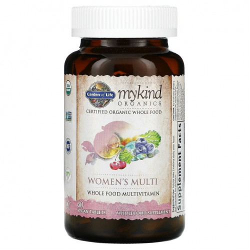 Garden of Life, MyKind Organics, мультивитамины для женщин, 60 веганских таблеток