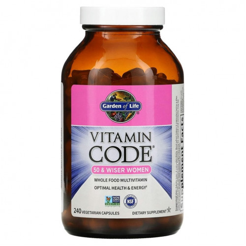 Garden of Life, Vitamin Code, мультивитамины из цельных продуктов для женщин от 50 лет, 240 вегетарианских капсул