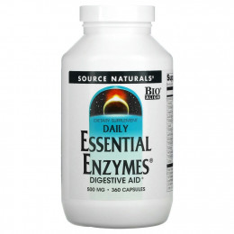 Source Naturals, Daily Essential Enzymes, пищеварительные ферменты для ежедневного использования, 500 мг, 360 капсул