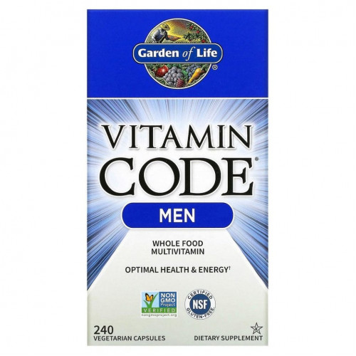 Garden of Life, Vitamin Code, мультивитамины из цельных продуктов для мужчин, 240 вегетарианских капсул