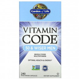 Garden of Life, Vitamin Code, мультивитамины из цельных продуктов для мужчин от 50 лет, 240 вегетарианских капсул