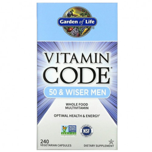 Garden of Life, Vitamin Code, мультивитамины из цельных продуктов для мужчин от 50 лет, 240 вегетарианских капсул