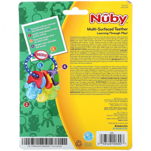 Nuby, Soothing Teether, Icy Bite Keys, Blue, 3+ M, 1 Piece