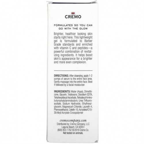 Cremo, Defender Series, Brightening Serum, With Vitamin C and Peptides, 1.5 fl oz (44 ml)