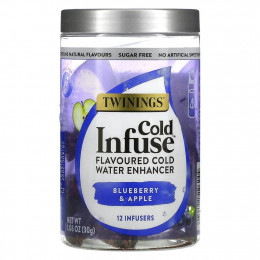 Twinings, Cold Infuse, ароматизатор для холодной воды, голубика и яблоко, 12 шт., 30 г (1,06 унции)