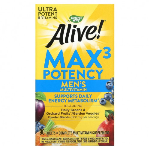 Nature's Way, Alive! Max3 Potency, мультивитамины для мужчин, 90 таблеток