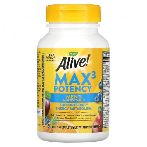 Nature's Way, Alive! Max3 Potency, мультивитамины для мужчин, 90 таблеток