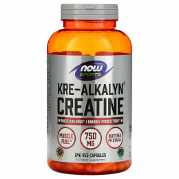 NOW Foods, Kre-Alkalyn Creatine для активного образа жизни, 750 мг, 240 вегетарианских капсул