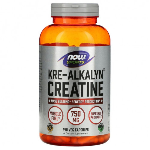 NOW Foods, Kre-Alkalyn Creatine для активного образа жизни, 750 мг, 240 вегетарианских капсул