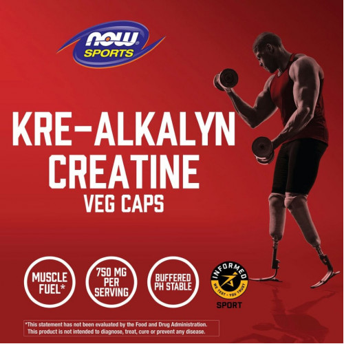 NOW Foods, Kre-Alkalyn Creatine для активного образа жизни, 750 мг, 240 вегетарианских капсул