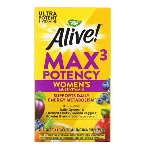 Nature's Way, Alive! Max3 Potency, мультивитамины для женщин, 90 таблеток