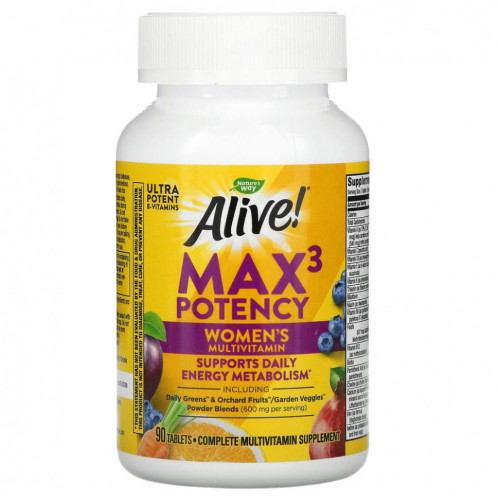 Nature's Way, Alive! Max3 Potency, мультивитамины для женщин, 90 таблеток