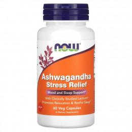 NOW Foods, Ashwagandha Stress Relief`` 60 растительных капсул