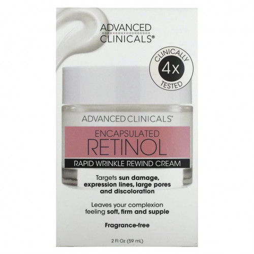 Advanced Clinicals, Encapsulated Retinol, Rapid Wrinkle Rewind Cream, Fragrance Free, 2 fl oz (59 ml)